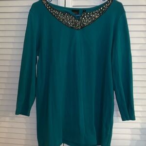 Vintage rafaella rhinestone and sparkle blouse med